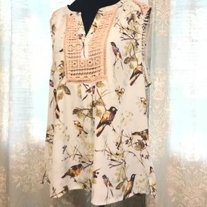 Gorgeous Pale Blue Daniel Rainn Bird Blouse